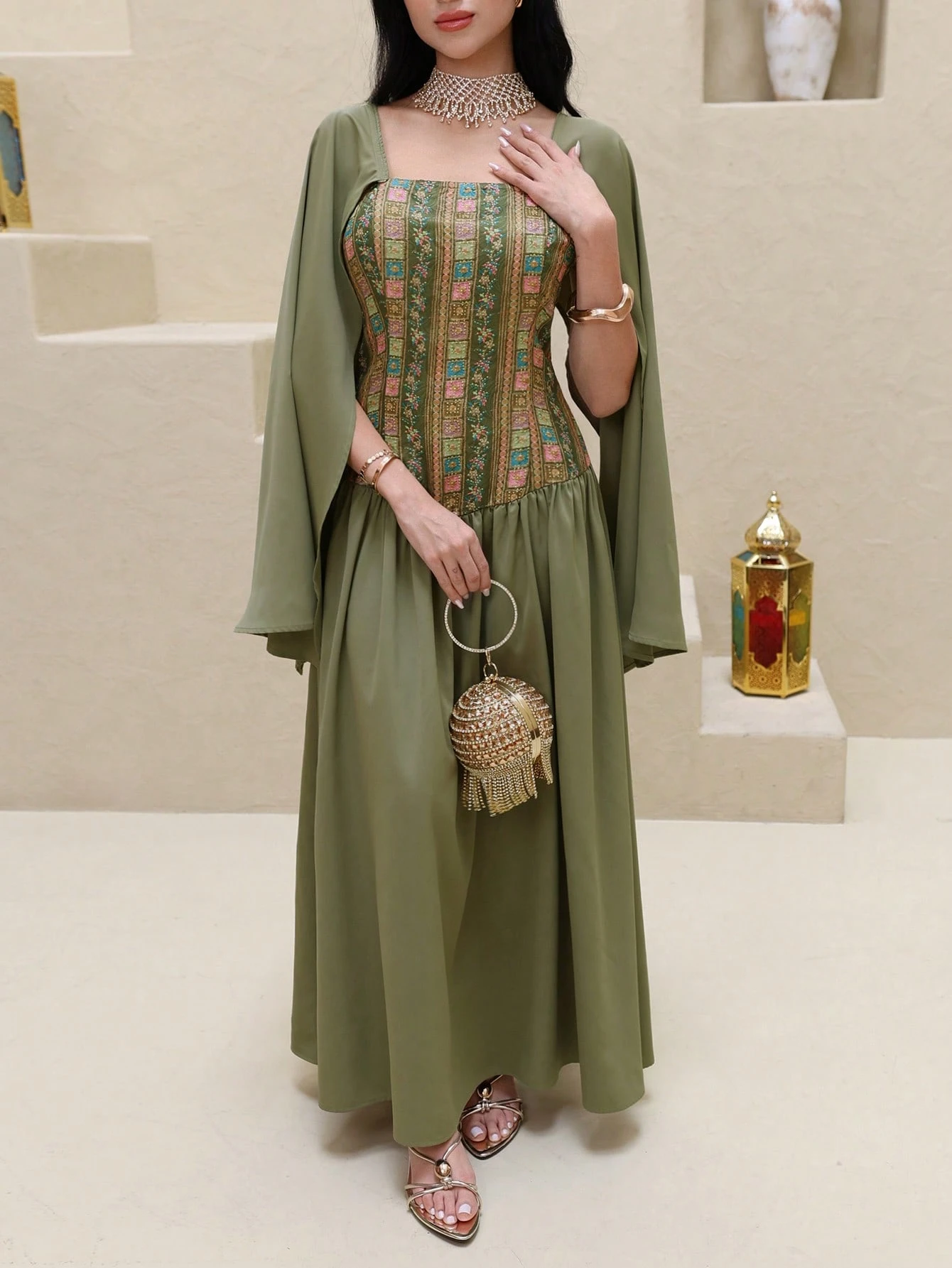 al najma رمضان فستان سهرة أنيق مع تنحيف الخصر، تصميم مُلطف للشكل، طراز متطور للمناسبات والحفلات والعطلات 2