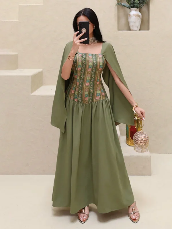 al najma رمضان فستان سهرة أنيق مع تنحيف الخصر، تصميم مُلطف للشكل، طراز متطور للمناسبات والحفلات والعطلات 5