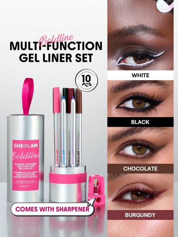 sheglam boldline محدد عيون جل متعدد الوظائف طويل الأمد black محدد كحل علامة تجارية جمال مكياج ميكب مستحضرات تجميل للنساء الفتيات مثالي لفصل الصيف الربيع مثالي ل y2k أزياء أنيقة عيد الأم هدية حفلة جاهز أفضل لون 3