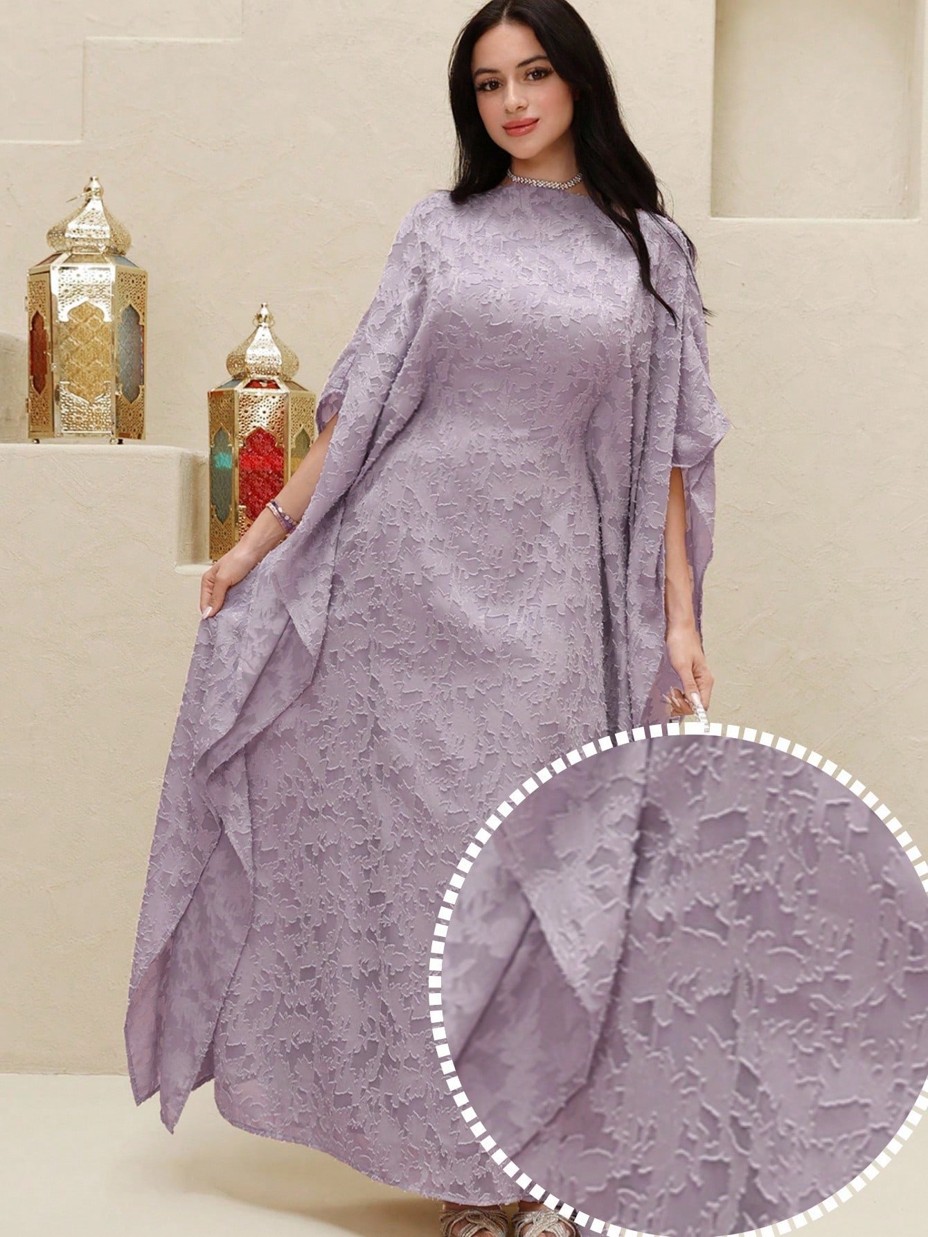 yasmyna فستان ماكسي أنيق بياقة مكشكشة على الطراز التركي وعباءة عربية تقليدية للنساء 9