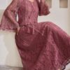 shein najma رمضان فستان عربي نسائي بياقة مربعة مزين بالدانتيل والشراريب وأكمام ثلاثة أرباع متسعة 13