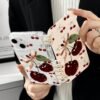 حافظة هاتف على شكل كتاب مزينة بنمط الفيونكة الكرزية، حافظة شاشة واقية للهاتف، متوافقة مع 17 pro، 17، 16، 16e، air، 17 pro max و galaxy s24 ultra، حافظة هاتف، شحن سريع 1