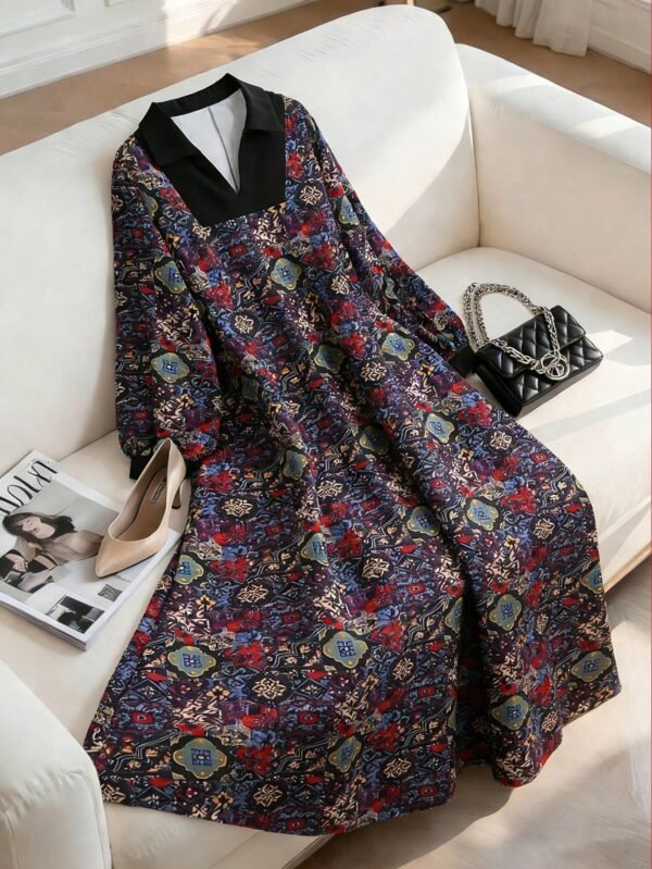 shein franclia فستان طويل فضفاض بطبعة زهرية عتيقة للنساء shein franclia فستان طويل فضفاض بطبعة زهرية عتيقة للنساء