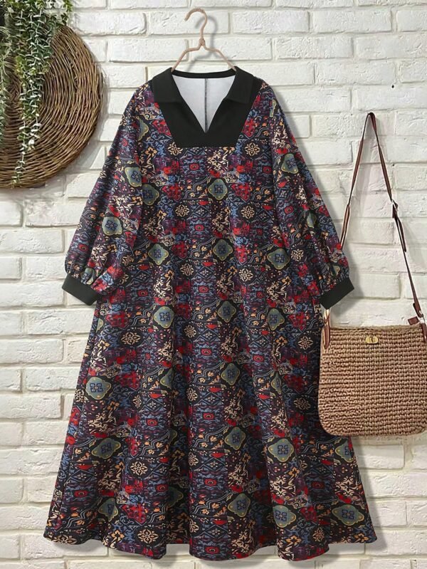 shein franclia فستان طويل فضفاض بطبعة زهرية عتيقة للنساء 3