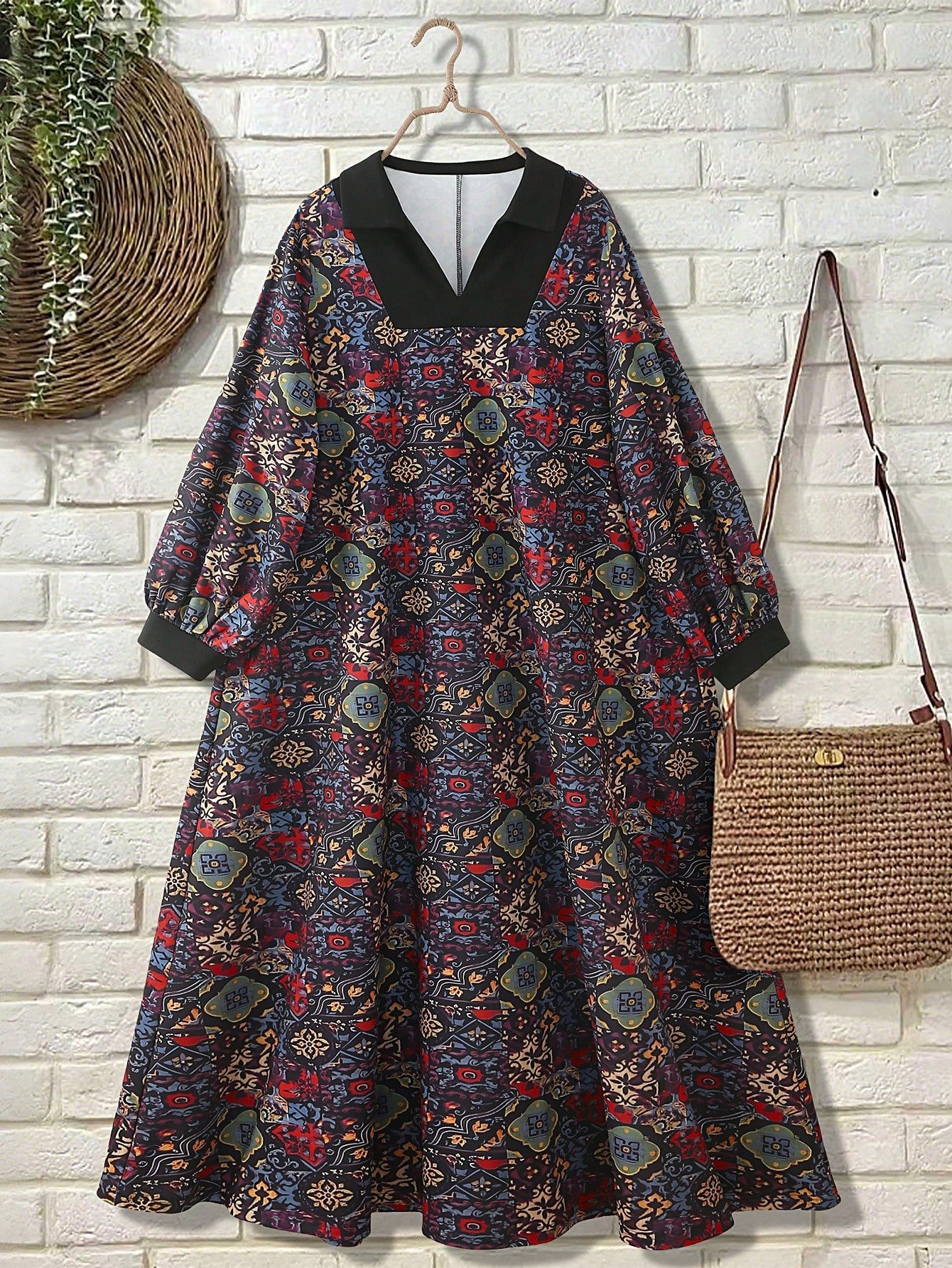 shein franclia فستان طويل فضفاض بطبعة زهرية عتيقة للنساء 3