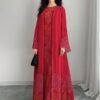 shein najma فستان نسائي بطراز بوهيمي أنيق بطبعة زهرية عتيقة، طقم قطعتين من الفستان الماكسي بياقة دائرية والكارديجان، بطراز عربي، موضة الربيع والصيف 5