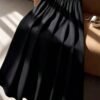 تنورة طويلة مطوية أنيقة للنساء، متعددة الاستخدامات، غير مطاطة باللون الأسود للربيع 2