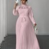 maweii فستان طويل أنيق للمرأة كبيرة الحجم مزين بالرقع على الخصر 5