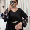 al najma عباءة نسائية فضفاضة مطرزة بالزهور مع كابوشون 2