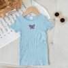 shein فستان قصير كاجوال مطرز بأكمام قصيرة، مطاطي وبتصميم كشكش للأطفال البنات