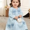 shein فستان جلابية للبنات الرضع بطبعات زهور باللون الأزرق الداكن، مطرز بطرز زهور أنيق وعتيق، فستان بنات رضع كاجوال بسيط وتقليدي بأكمام طويلة مناسب للربيع والصيف، فستان طويل أنيق محتشم بأكمام طويلة، عباءة صلاة، راحة وكاجوال، أجواء عطلة، جلابية محتشمة، جلاب