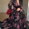 dazy فستان نسائي بياقة على شكل حرف v وأكمام فانوس مطبوع على الخصر وأسفل متسع، تصميم أنيق لفساتين صيفية بوهيمية للنساء لأوقات الإجازات 8