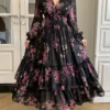 dazy فستان نسائي بياقة على شكل حرف v وأكمام فانوس مطبوع على الخصر وأسفل متسع، تصميم أنيق لفساتين صيفية بوهيمية للنساء لأوقات الإجازات 7