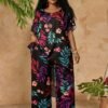 emery rose مجموعة مكونة من قطعتين للنساء الحجم الكبير، قميص وبنطلون بطباعة هندسية، ملابس نسائية بوهيمية، ملابس نسائية مجموعتين قطعتين، مجموعات كاجوال للسيدات، ملابس صيفية للنساء، مجموعات كاجوال ريفية، ملابس كاجوال للاستخدام اليومي 2