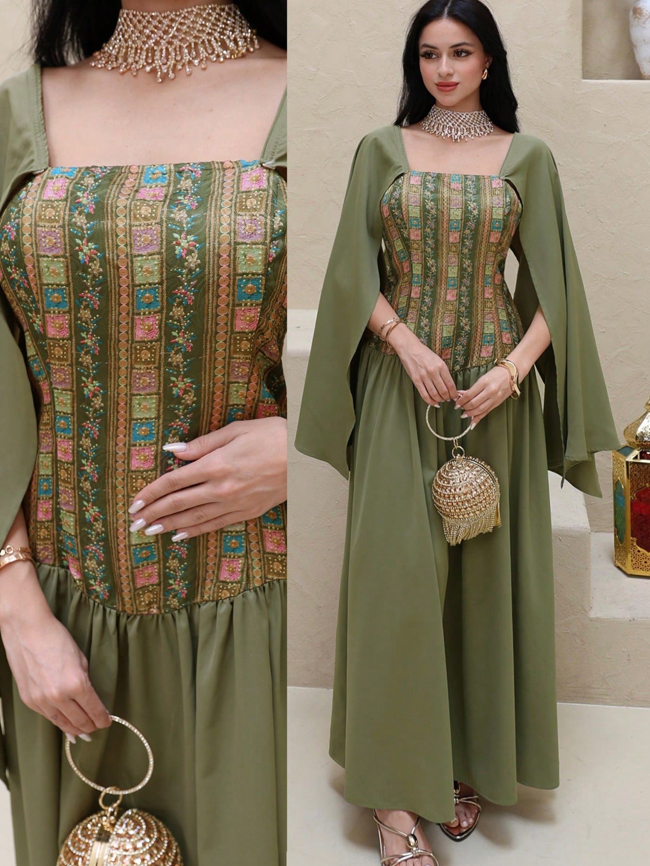 al najma رمضان فستان سهرة أنيق مع تنحيف الخصر، تصميم مُلطف للشكل، طراز متطور للمناسبات والحفلات والعطلات al najma رمضان فستان سهرة أنيق مع تنحيف الخصر، تصميم مُلطف للشكل، طراز متطور للمناسبات والحفلات والعطلات