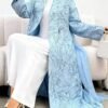عباءة أنيقة طويلة الأكمام من الجاكار ملابس خارجية للنساء في الصيف للعطلات باللون الأسود للربيع عباءة أنيقة طويلة الأكمام من الجاكار ملابس خارجية للنساء في الصيف للعطلات باللون الأسود للربيع