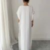 rafferiza فستان قصير للنساء بأكمام قصيرة، طباعة زهرية أنيقة، رقبة على شكل v، أكمام خفافيش، تنورة فضفاضة مع شق، أبيض، ربيع/صيف 5