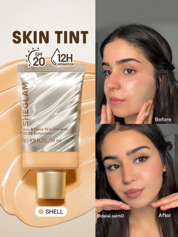 sheglam dew & done ملون خفيف للبشرة مع spf20 porcelain علامة تجارية جمال مكياج ميكب مستحضرات تجميل للنساء الفتيات مثالي لفصل الصيف الربيع مثالي ل y2k أزياء أنيقة عيد الأم هدية حفلة جاهز أفضل لون 6