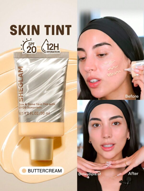 sheglam dew & done ملون خفيف للبشرة مع spf20 porcelain علامة تجارية جمال مكياج ميكب مستحضرات تجميل للنساء الفتيات مثالي لفصل الصيف الربيع مثالي ل y2k أزياء أنيقة عيد الأم هدية حفلة جاهز أفضل لون 1