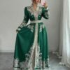 rafferiza فستان نسائي بطبعة زهرية عتيقة، رقبة على شكل حرف v، أكمام فانوس، وحافة مكسرة، أسلوب منتجع وقصر 3