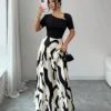 shein elenzya فستان نسائي بياقة على شكل حرف v وخصر مشدود بتصميم خطوط أبيض وأسود مجرد، مزين بإبزيم معدني، أنيق للاستخدام اليومي، العطلات، النمط الفرنسي الرجعي، التنقل، عيد الحب، المواعدة، الملابس الشارعية، الحفلات، أوائل الربيع/الربيع الصيف 6