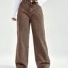 shein ezwear بنطلون جينز بويفريند جيب مائل خصر عالي 1