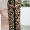 shein lady فستان قصير الأكمام بطبعة نمر أنيق للنساء