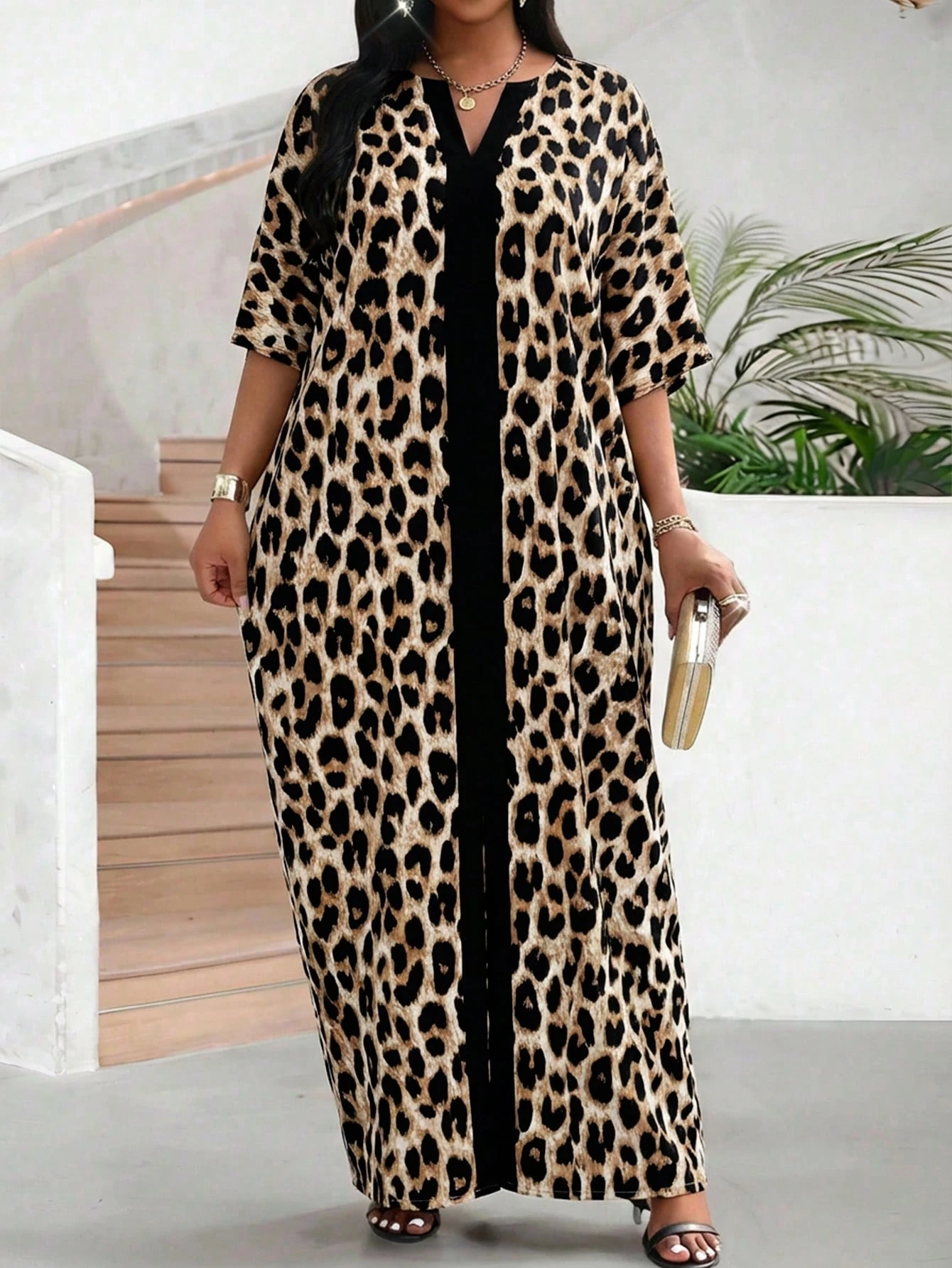 shein lady فستان قصير الأكمام بطبعة نمر أنيق للنساء 3