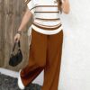 shein lune مجموعة قطعتين بنمط مربعات بلون بني أحمر داكن وبني أحمر مائل للحمرة، تصميم بسيط عادي، مناسب لجميع الفصول، مقاس كبير الحجم 4