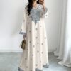 al najma رمضان فستان الأكمام الطويلة بياقة على شكل v مع طباعة إسلامية وعربية للنساء 4