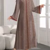 shein najma فستان ماكسي أنيق بطبعات زهرية وياقة على شكل حرف v وأكمام طويلة بطراز عربي، للربيع والخريف 19