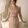 coutiva فستان سهرة رسمي أنيق بتصميم طويل الأكمام وتنورة ذيل السمكة، مزين بالترتر والتطريز واللؤلؤ والراين ستون، مصمم لضيوف الزفاف وحفلات الكرة والعشاء 10