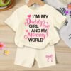 elladie kids مجموعة قميص كم قصير وشورت للبنات الرضع بطبعات صدفة وجنجل البحر وفيونكة، أسلوب عطلة عفوي بسيط، مناسبة للعطلات والأنشطة الخارجية، صيفي 8