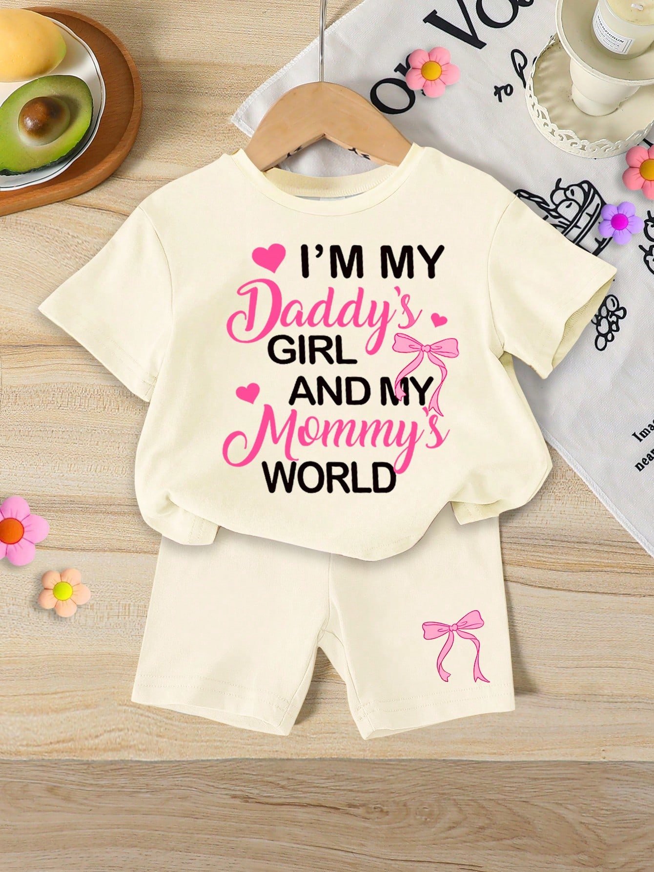elladie kids مجموعة قميص كم قصير وشورت للبنات الرضع بطبعات صدفة وجنجل البحر وفيونكة، أسلوب عطلة عفوي بسيط، مناسبة للعطلات والأنشطة الخارجية، صيفي 8