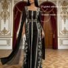 shein raffinéa فستان نسائي بياقة مربعة وأكمام طويلة، تصميم أكمام مخرمة، تأثير أكمام جرس، طباعة رقمية بتصميم حرف t شكل خط a، مناسب للاستخدام اليومي والحفلات والعطلات، بطراز 3