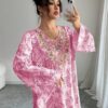 yasmyna فستان نسائي بياقة على شكل حرف v وأكمام طويلة، مطرز بترتر وطباعة ملونة فضفاض، أنيق وأنثوي بطراز عربي رومانسي 4