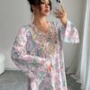 yasmyna فستان نسائي بياقة على شكل حرف v وأكمام طويلة، مطرز بترتر وطباعة ملونة فضفاض، أنيق وأنثوي بطراز عربي رومانسي 3