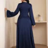 veilorie فستان نسائي بلون أحادي بتزيين بالراين ستون للاستخدام اليومي البسيط 10
