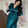 flirla فستان ماكسي مع كشكشة عند الرقبة وأكمام، فستان طويل أنيق بقصة a على الطراز الفرنسي، فستان أنيق جديد بياقة على شكل حرف v، فستان فضفاض الخصر، فستان منزلي مريح بلون سادة flirla فستان ماكسي مع كشكشة عند الرقبة وأكمام، فستان طويل أنيق بقصة a على الطراز الفرنسي، فستان أنيق جديد بياقة على شكل حرف v، فستان فضفاض الخصر، فستان منزلي مريح بلون سادة