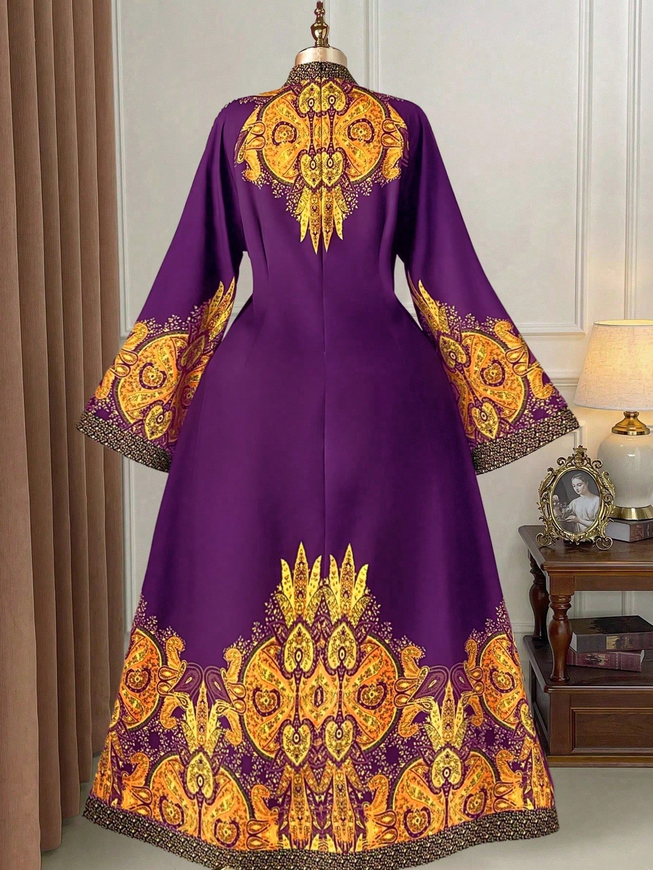 rometta فستان نسائي بحجم كبير من قطعة واحدة، أنيق وبأسلوب عطلة، مطبوع بياقة مزيفة وأكمام واسعة، قصة ضيقة إحساس بالحزن جمالية الأربعاء 12