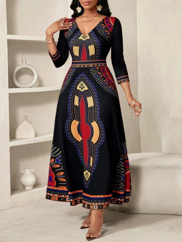 shein lady petite فستان نسائي أنيق بطباعة عتيقة، ملابس صيفية للنساء، ملابس عطلة للنساء، فساتين ربيع وصيف للنساء، فستان عطلة 5