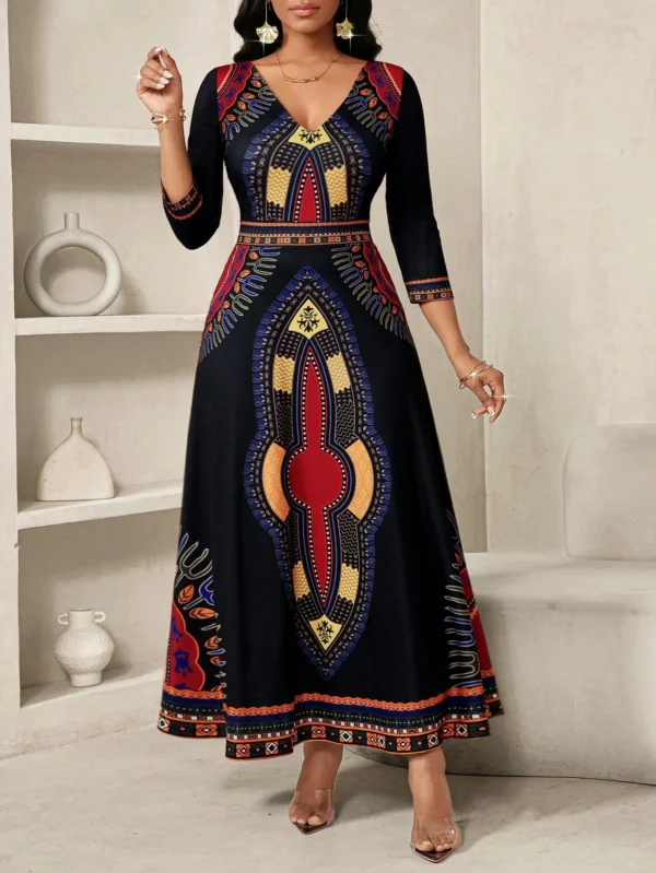 shein lady petite فستان نسائي أنيق بطباعة عتيقة، ملابس صيفية للنساء، ملابس عطلة للنساء، فساتين ربيع وصيف للنساء، فستان عطلة 6