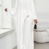 shein lady طقم بلوزة وبنطلون واسع الساق ذو لون أحادي وحافة غير متماثلة، طقم كاجوال مكون من قطعتين للنساء shein lady طقم بلوزة وبنطلون واسع الساق ذو لون أحادي وحافة غير متماثلة، طقم كاجوال مكون من قطعتين للنساء
