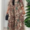 shein lady مجموعة قطعتين فضفاضة أنيقة متعددة الاستخدامات بطباعة عتيقة مقاس كبير، صيفي 14