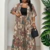 shein lady مجموعة قطعتين فضفاضة أنيقة متعددة الاستخدامات بطباعة عتيقة مقاس كبير، صيفي 15