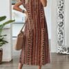 shein lune فستان نسائي بياقة مستديرة وأكمام قصيرة بخفقان الخفيفة مع طباعة هندسية لإجازة 5