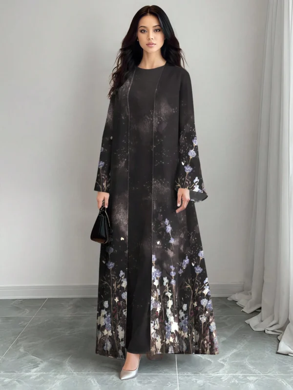 shein najma عباية كارديجان طويلة كاجوال للنساء بطبعة زهرية تدرجية ذات أكمام طويلة، مناسبة للربيع والخريف 16