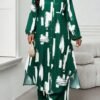 shein lady قميص كاجوال أنيق للربيع والصيف والخريف والشتاء، ياقة منسوجة، أكمام بيشوب، جيوب، أكمام طويلة، مقاسات كبيرة، بدلة أنيقة للمكتب والتنقل للربيع والصيف، ملابس صيفية للنساء، ملابس عطلة للنساء، بدلة صيفية مكونة من قطعتين 2