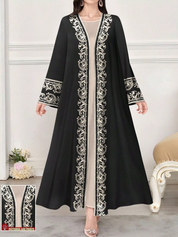 shein najma عباية أنثوية كاجوال طويلة الأكمام مطبوعة بالزهور، ربيع/خريف 3