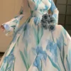 dazy فستان نسائي بطبعة بسيطة وياقة على شكل v وأكمام طويلة 4